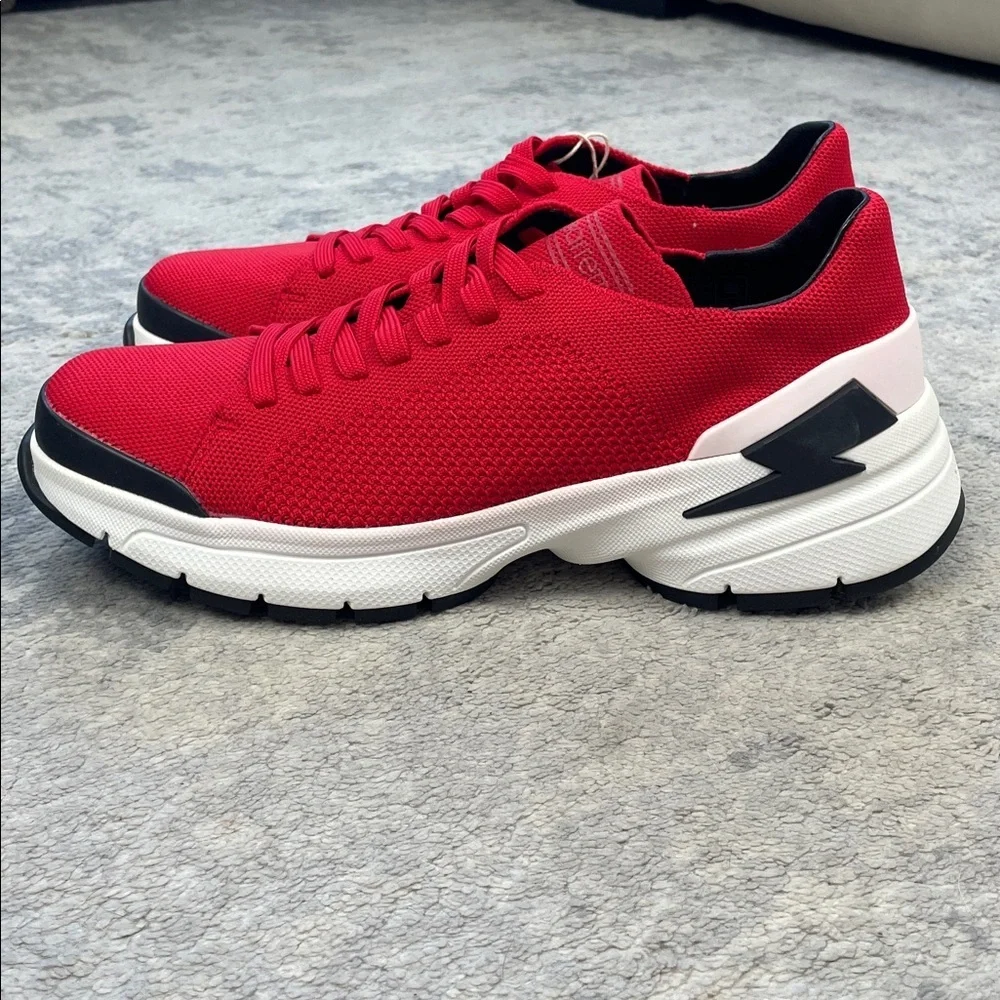 NIB Neil Barrett Thunderbolt Athletic Sneakers Low Top Lace Up Red Mens Sz 42